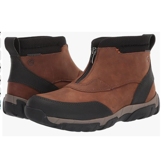 Clarks mens Grove Zip Waterproof Ankle Boot, Dark Tan Leather, 7 US main image 9